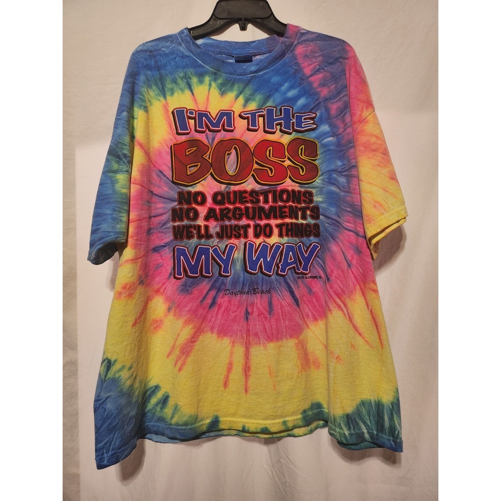 Vintage~"I'm the Boss" ~Mens 2XL~Tie Dye T-Shirt~Funny Quote